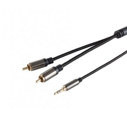 Black Connect PHC Klinke - Cinch 1,50 mt RCA & 3.5 mm Ses Kablosu